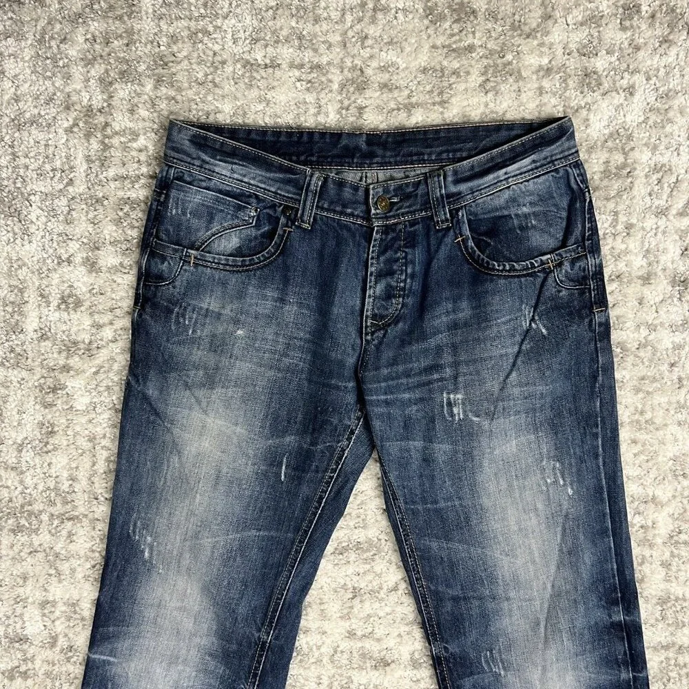 DINAMIT Jeans‎ 34x34 Straight Distressed Acid Denim Blue Italy Casual Pockets